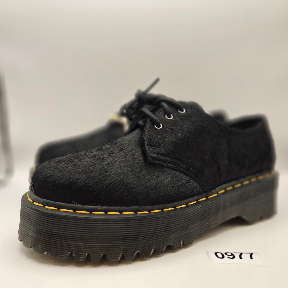 DR MARTENS MEN'S 9 WOMEN'S 10 OXFORD 1641 QUAD BLACK CALF HAIR SHOES